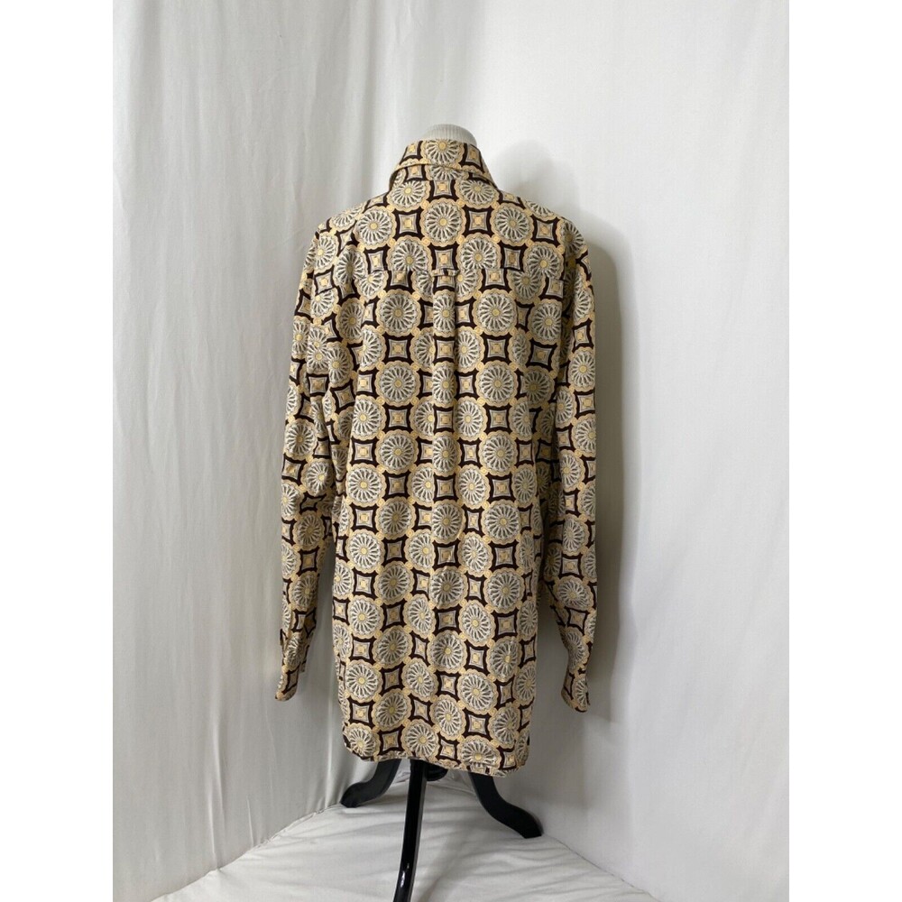 Men’s XL Button-Down Shirt Enyce Grey Gold Spoke Pattern Vintage Long Sleeve - Picture 7 of 11